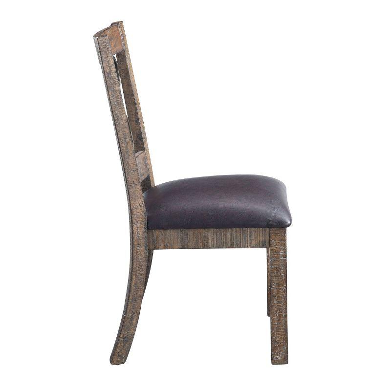 19" Raphaela Dining Chair Black Synthetic Leather and Weathered Cherry Finish - Acme Furniture: Nailhead Trim, Wood Frame, No Tools Assembly