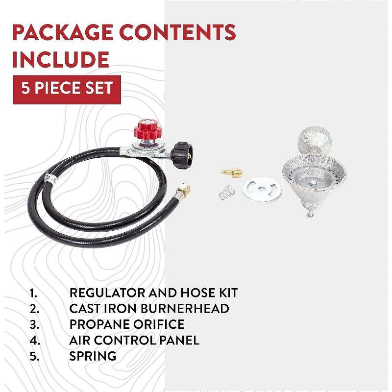 GasOne High Pressure Cast-Iron Round Burner Head with Brass Fitting O, Regulator & Hose, 50200+2109