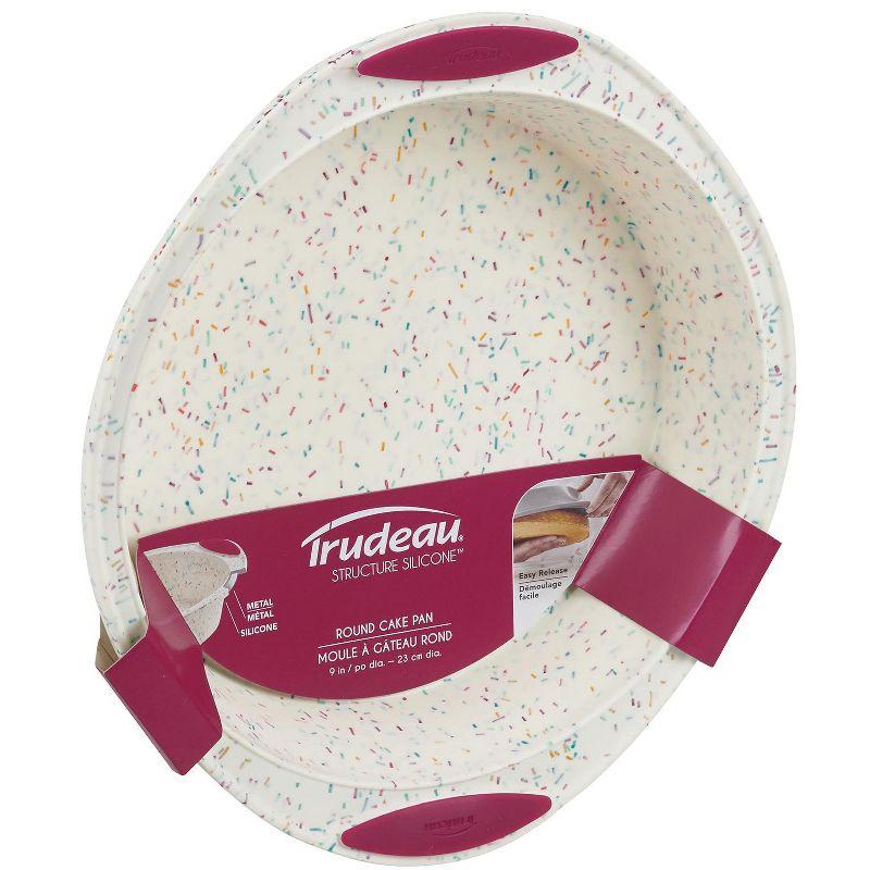 Trudeau Structure Silicone 9-Inch Round Cake Pan, Confetti/Fuchsia