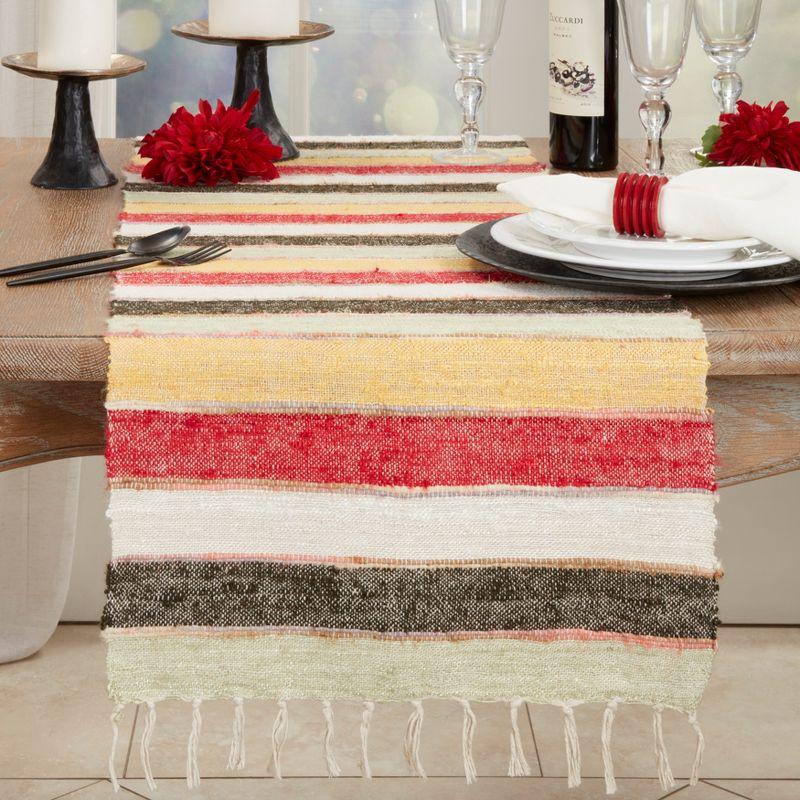 Colorful Cotton Striped Table Runner with Fringe