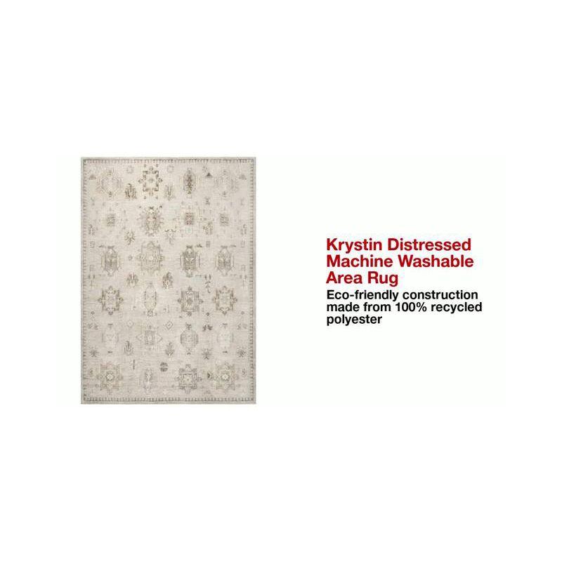 Nuloom Krystin Distressed Pet Friendly Machine Washable Area Rug, 5' x 8', Beige