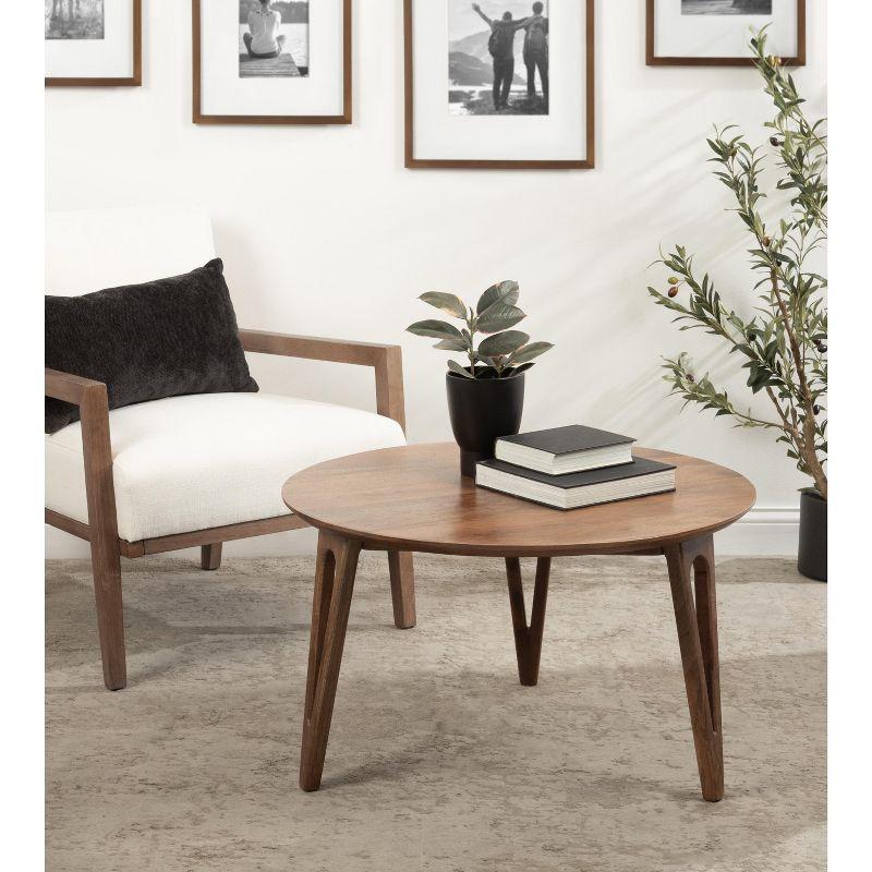 Kate and Laurel Kershaw Round Coffee Table, 30x30x19, Walnut Brown