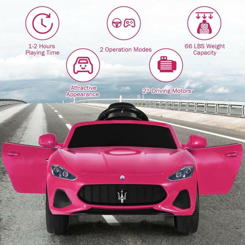 Costway 12V Kids Ride On Car Maserati GranCabrio Licensed w/ Remote Control& Lights Pink