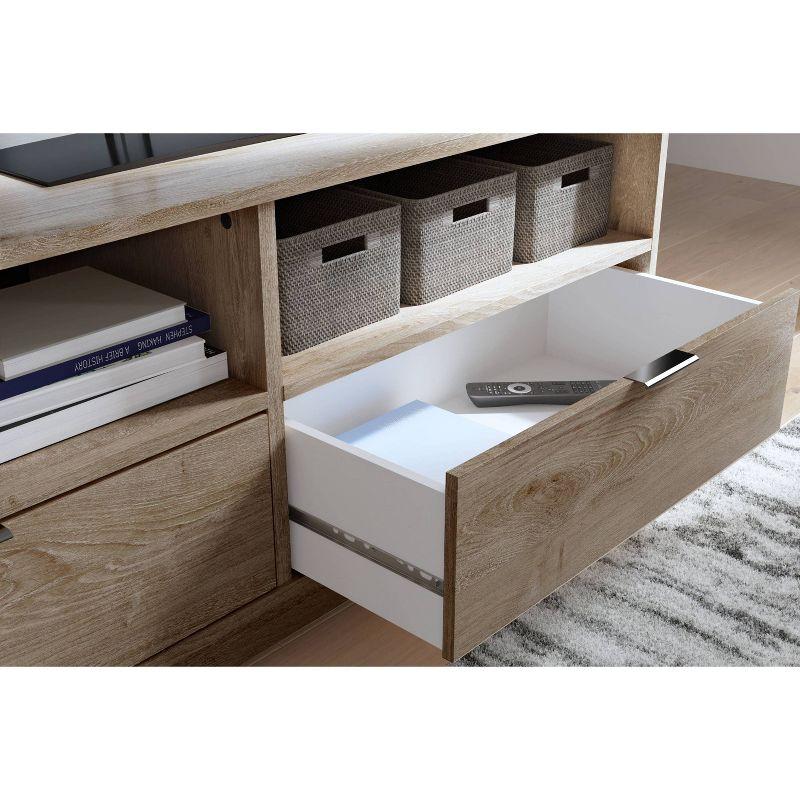 Oliah Medium TV Stand for TVs up to 48" Natural: Media Console with Drawers & Open Shelves - Signature Design by Ashley