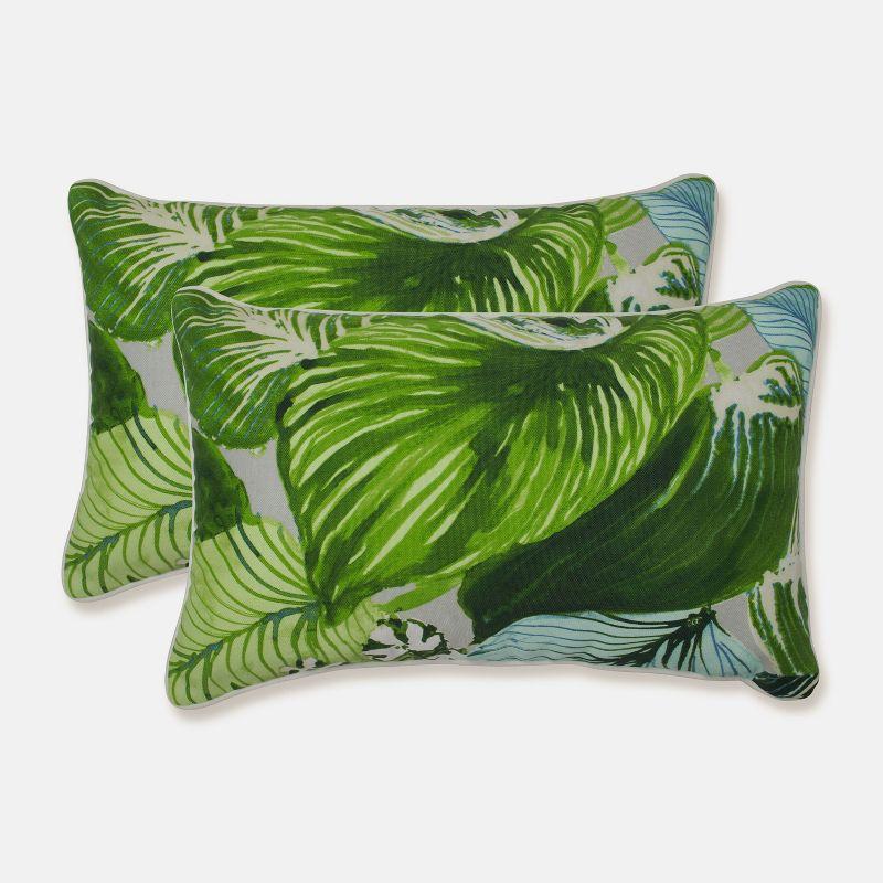 Lush Leaf Jungle Indoor/Outdoor Reversible Throw Pillow (Set of 2)