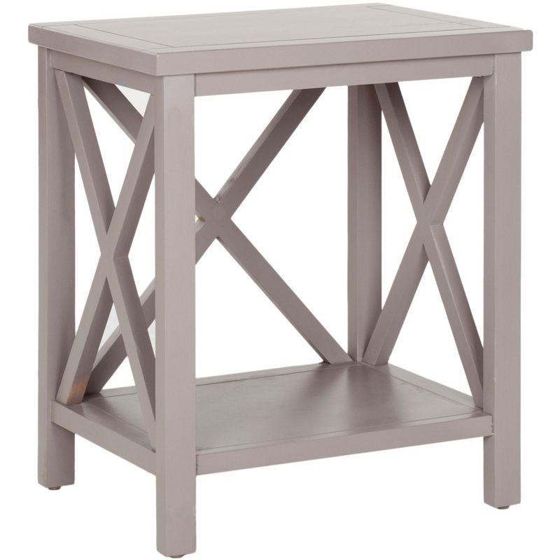 Transitional Grey Rectangular End Table with X-Back Detailing