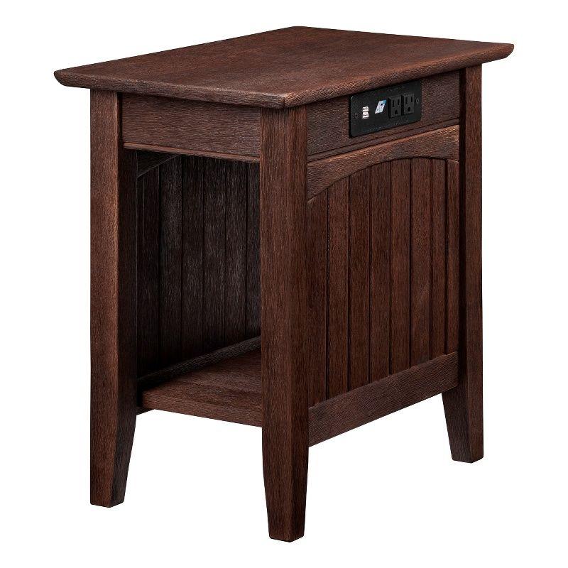 AFI Nantucket Solid Wood Charger End Table in Burnt Amber