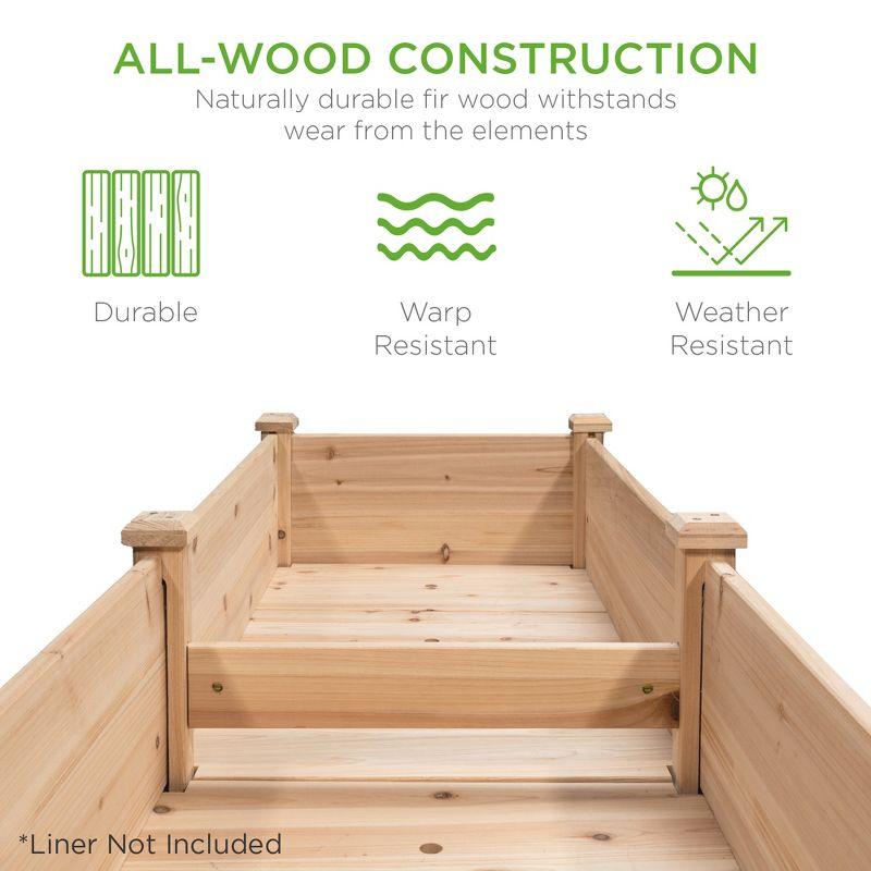 Natural Fir Wood 72" Elevated Garden Planter Box with Divider