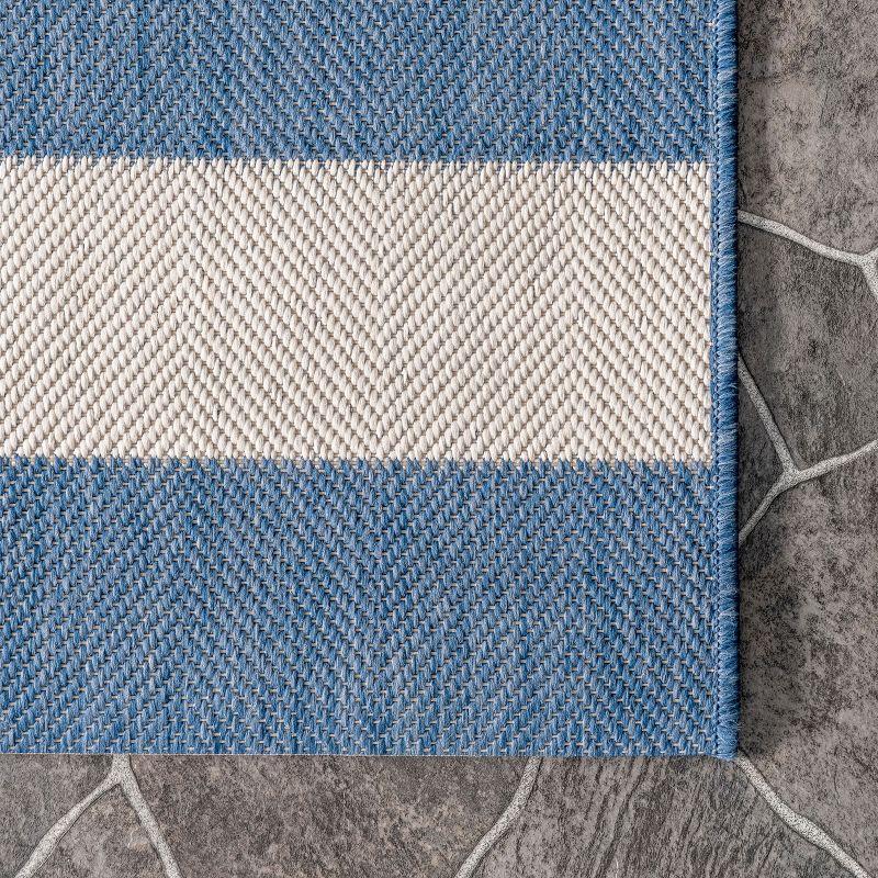 Nuloom Alexis Striped 3x5 Indoor/Outdoor Accent Rug for Living Room Patio Deck Front Porch Entryway Kitchen, Blue/Ivory