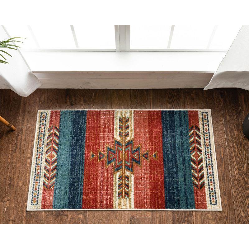 Union Rustic Crimson Southwestern Medallion Tribal Pattern Area Rug
