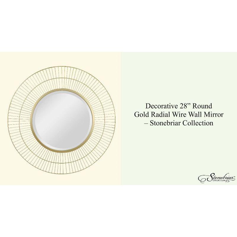 Gold Round Radial Wire Frame Wall Mirror