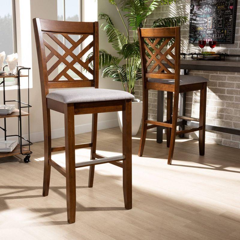 Jason Contemporary Grey Fabric & Walnut Wood Bar Stool Set