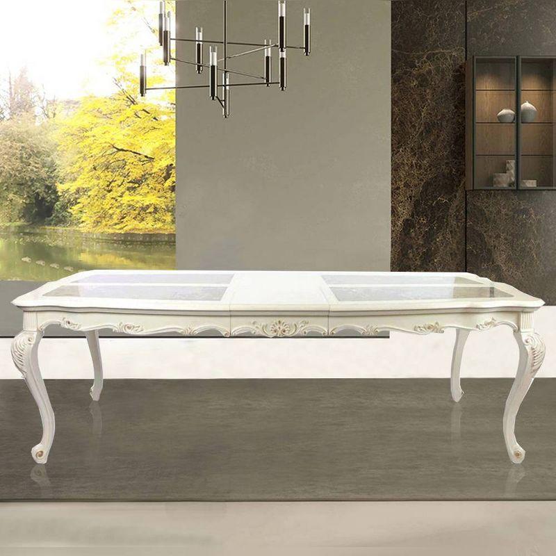 Pearl White Marble Top Extendable Bar Height Dining Table