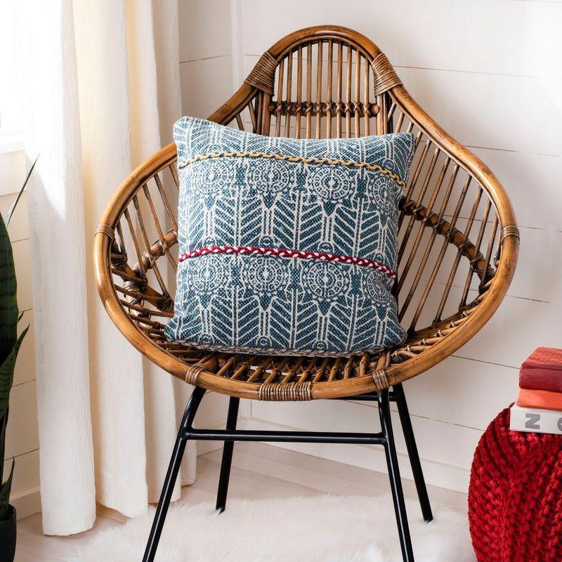 Larren 18'' Square Embroidered Cotton Boho Pillow