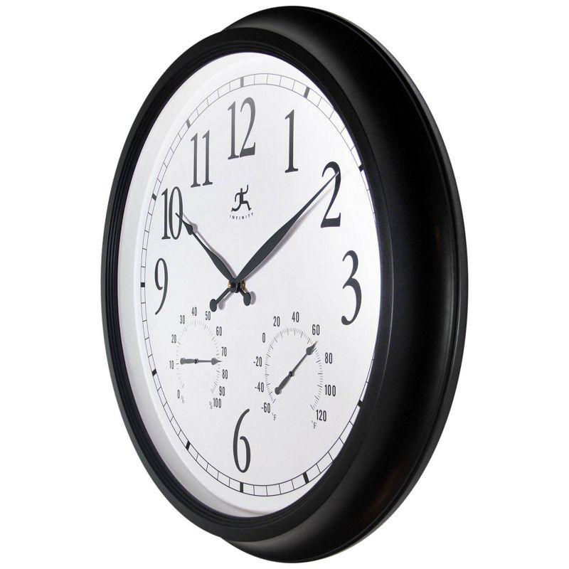 Infinity Instruments 24" Classic Outdoor Wall Clock Black : Modern Analog, Indoor/Outdoor, Round Shape, 24-Inch Display