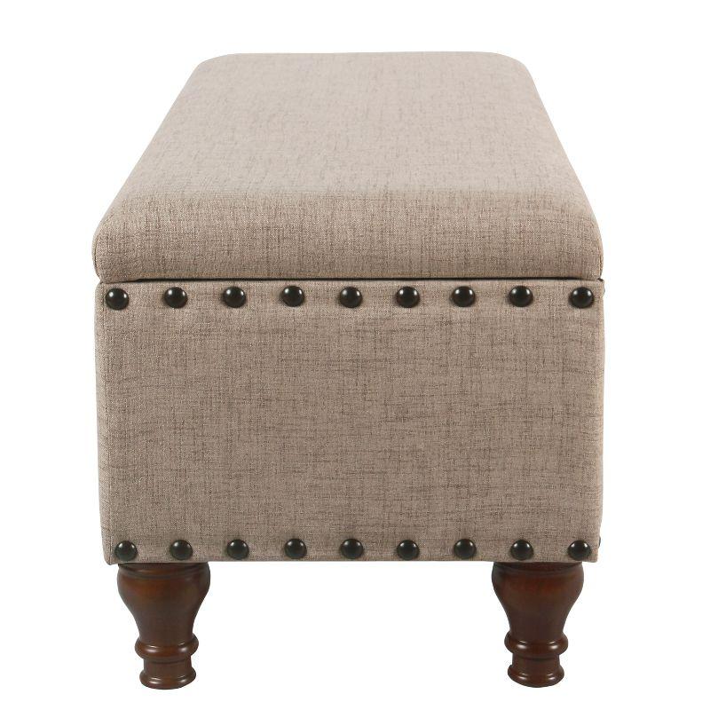Large Storage Bench with Nailhead Trim Tan - HomePop: Upholstered Ottoman, Bedroom Accent Furniture, Foam Cushioned Seating