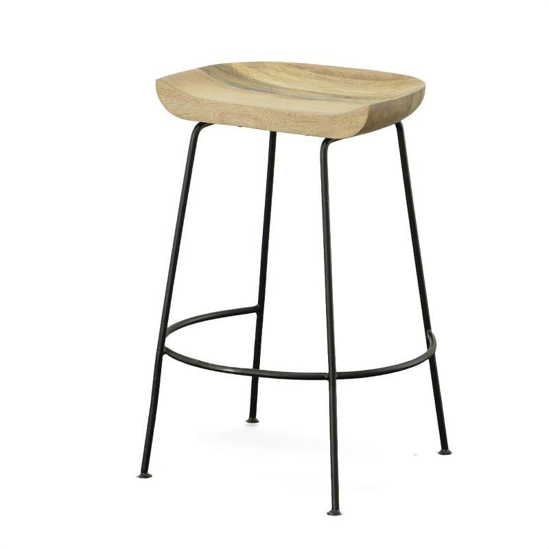 Carolina Living 24.5" Bryson Counter Height Barstool Natural/Black: Set of 2, Metal Frame, Fixed Height