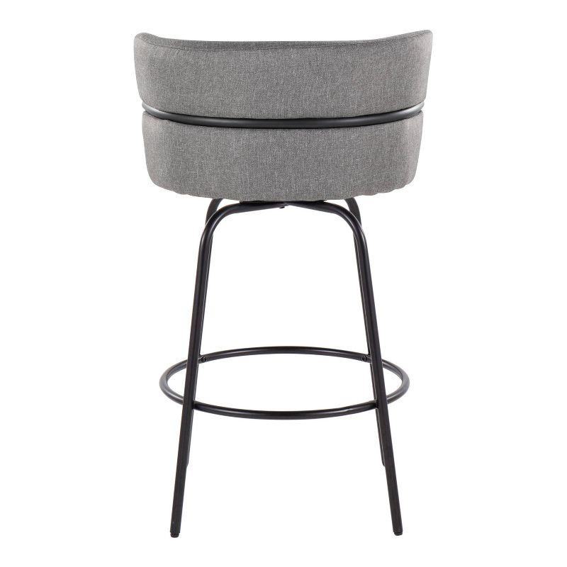 Set of 2 Cinch-Claire Counter Height Barstools: Swivel, Upholstered, Metal Frame - LumiSource