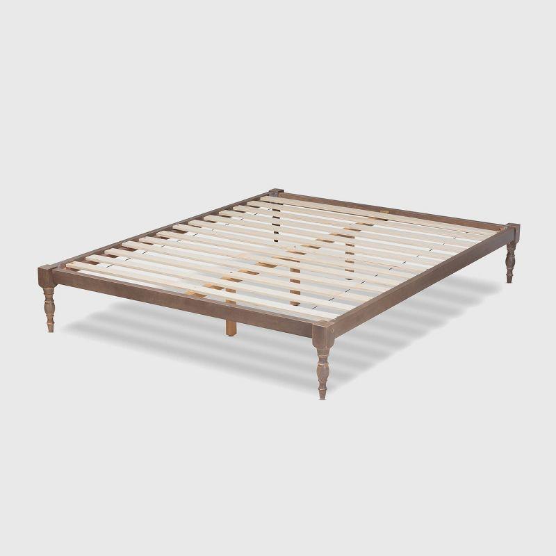 Iseline Full Double Oak Wood Upholstered Platform Bed Frame