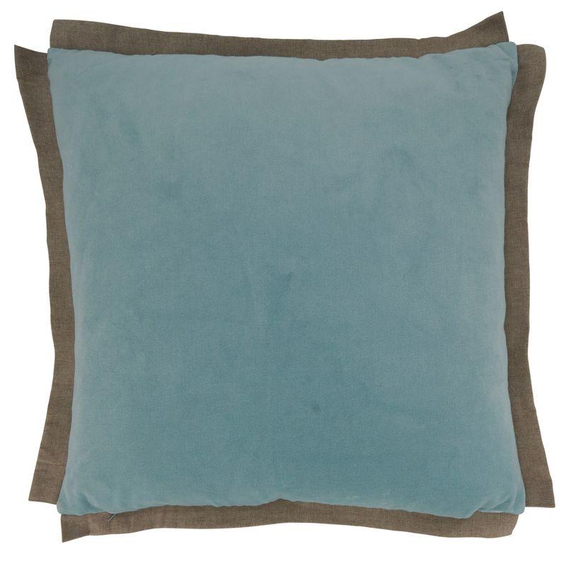 Aqua Velvet Flange Cotton Decorative Pillow Cover