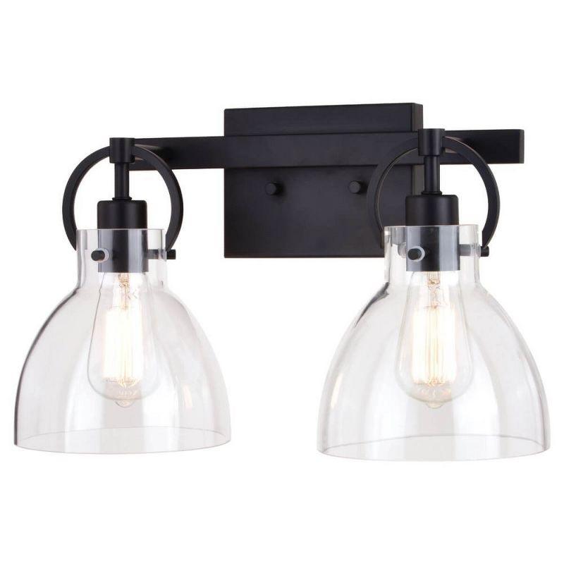 Matte Black Steel 2-Light Dimmable Vanity Fixture