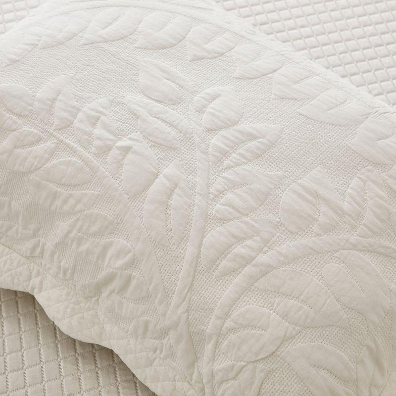 Marcielo 2Pcs 100% Cotton Embroidered Quilted Pillow Shams Navy Blue King
