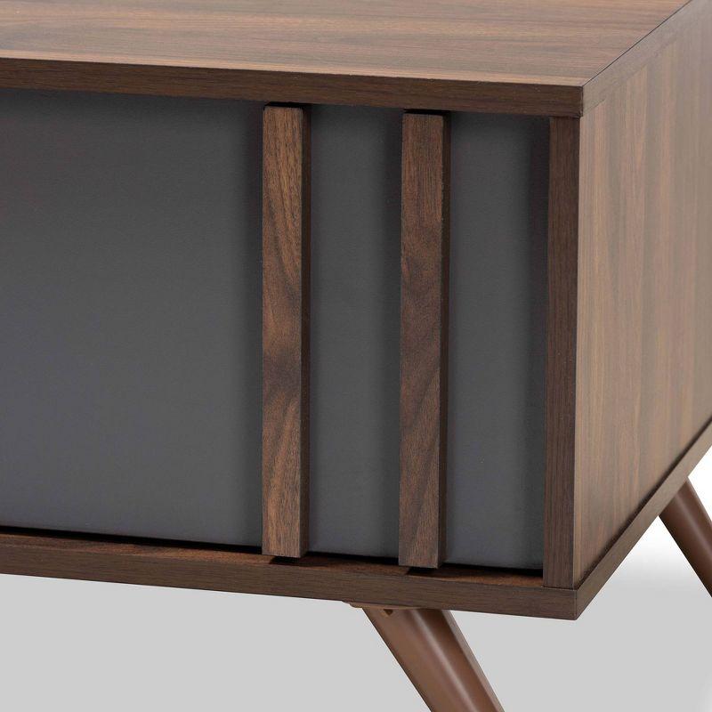 1 Drawer Naoki Two-Tone Wood Coffee Table Gray/Walnut - Baxton Studio: Modern Rectangular Particle Board Table with Shelf