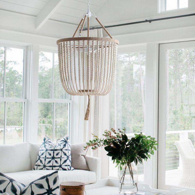 Angie Beads Pendant Lamp - LIT4476 - Cream - Safavieh