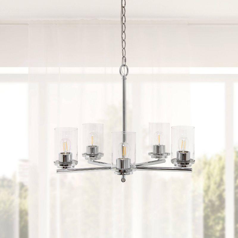 5-Light 20.5" Classic Contemporary Clear Glass/Metal Hanging Pendant  - Lalia Home