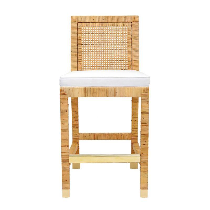 Amara Woven Rattan Performance Fabric Stool Natural Bar Height