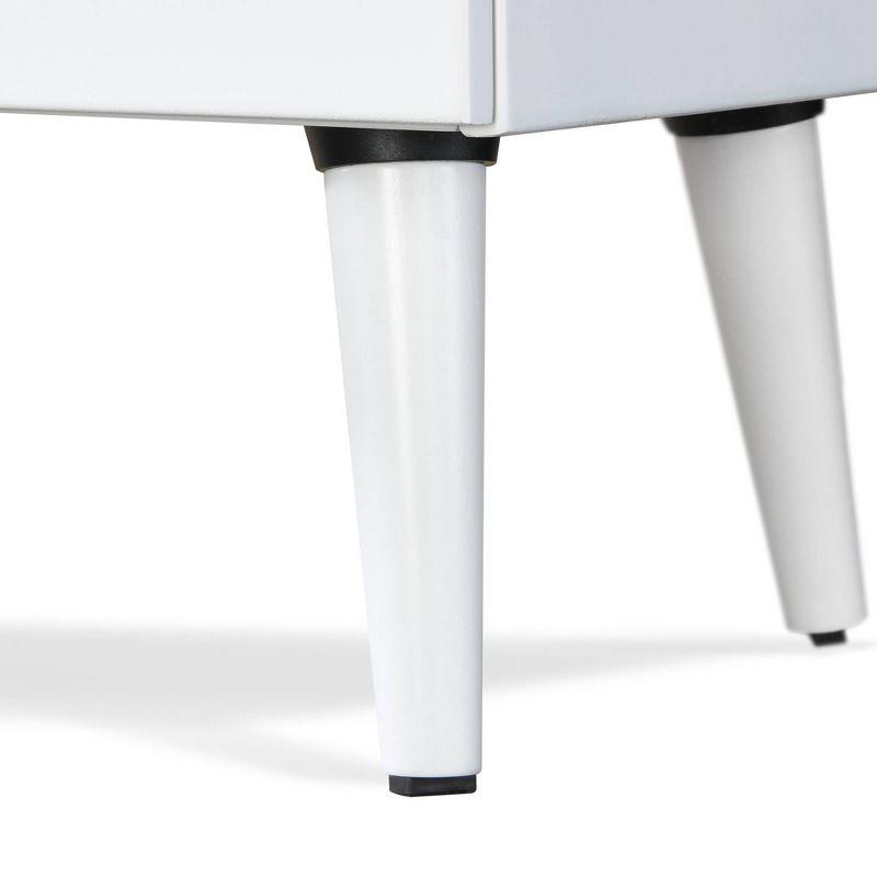 Adore Decor Mid-Century Side Table, 2 Drawers Storage Nightstand, Matte Chrome Handle