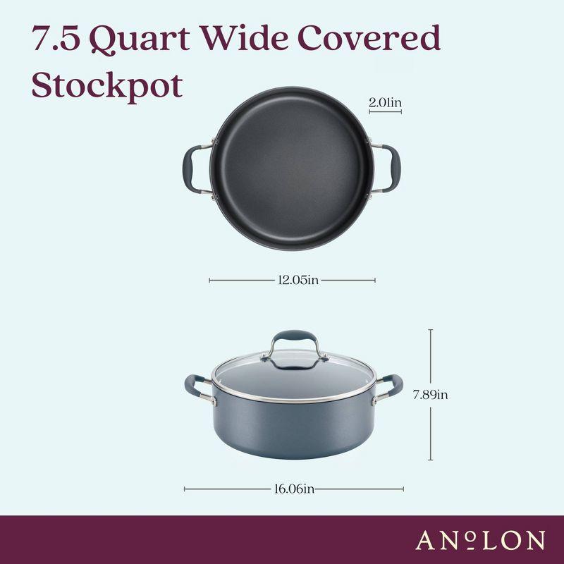 Anolon Advanced Home 7.5qt Covered Wide Stockpot Moonstone: Nonstick, Hard Anodized Aluminum, Oven-Safe, Stainless Steel Handle