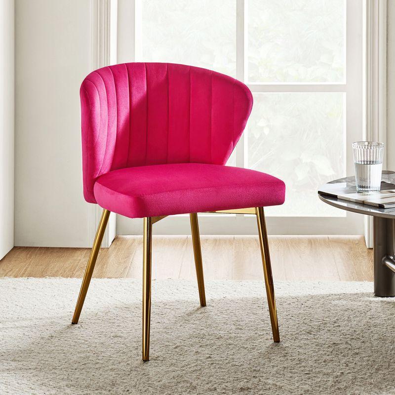 Emma Side Chair with Metal Legs for Living Room and Bedroom Velvet Accent Chair| KARAT HOME