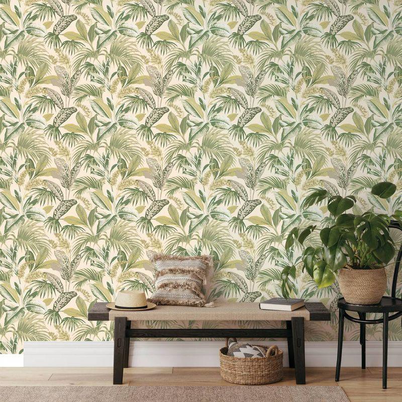 Tempaper & Co.® Havana Palm Removable Peel and Stick Wallpaper, Tropical Green, 28 sq. ft.: Vinyl Botanical Leaf Design