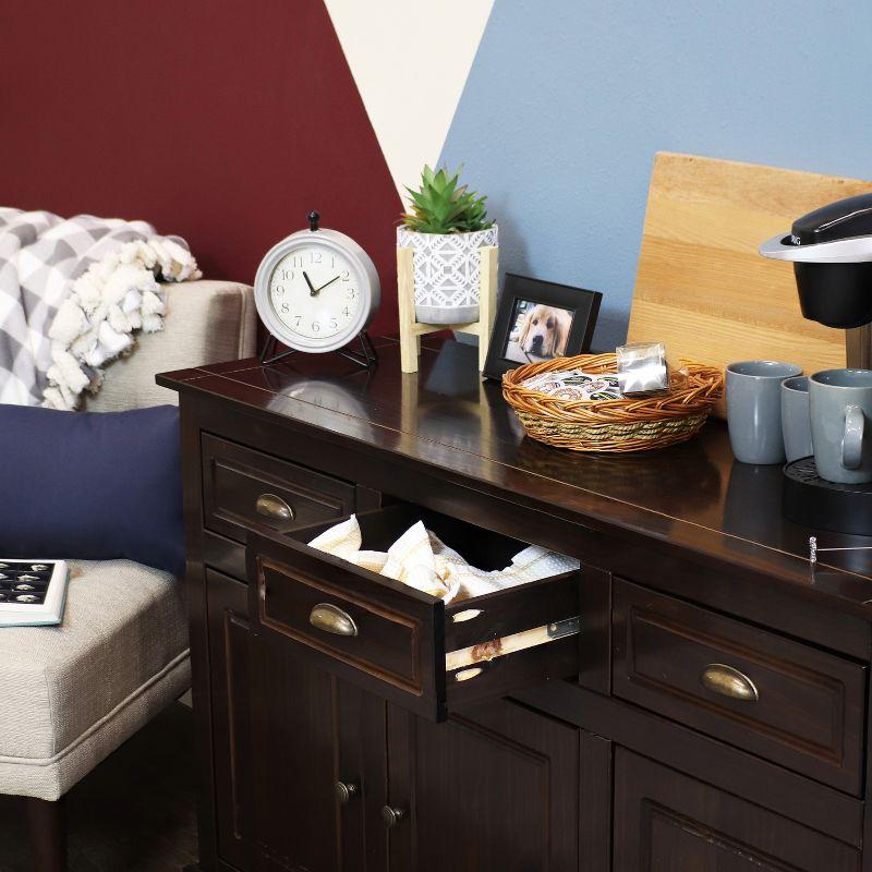 Sunnydaze Sideboard with 3 Drawers and 3 Doors - Solid Pine Construction - Dark Brown- 32"