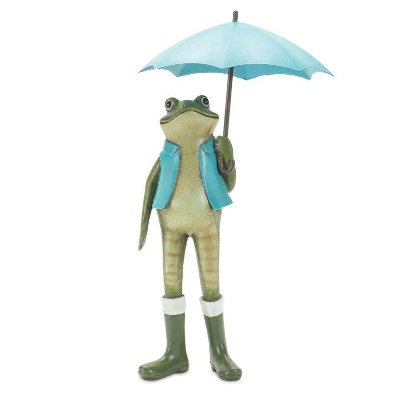 Melrose Garden Frog Statue with Umbrella (Set of 2)