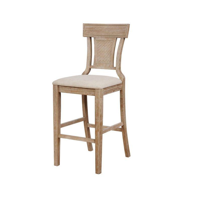 Rylan 30" Gray Wash Finish & Beige Linen Solid Wood Barstool