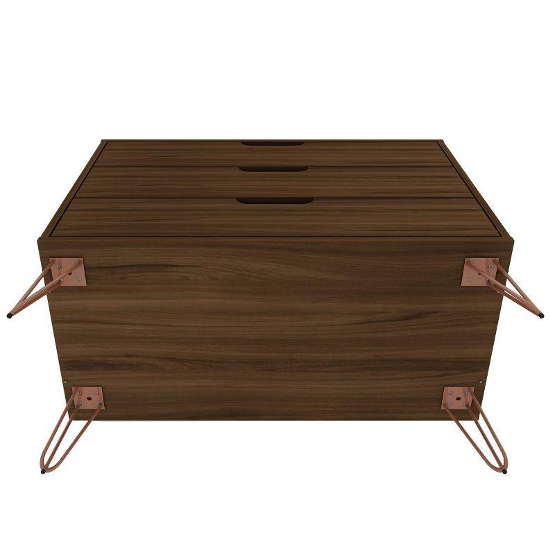 Manhattan Comfort Rockefeller Dresser Brown - Manhattan Comfort: MDF Composite Frame, 3-Drawer Storage for Bedroom, Assembly Required