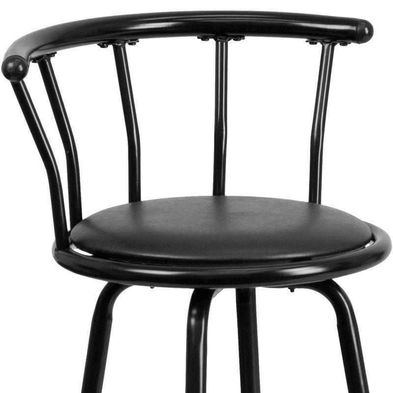 Flash Furniture Crown Back Black Metal Barstool with Black Vinyl Swivel Seat