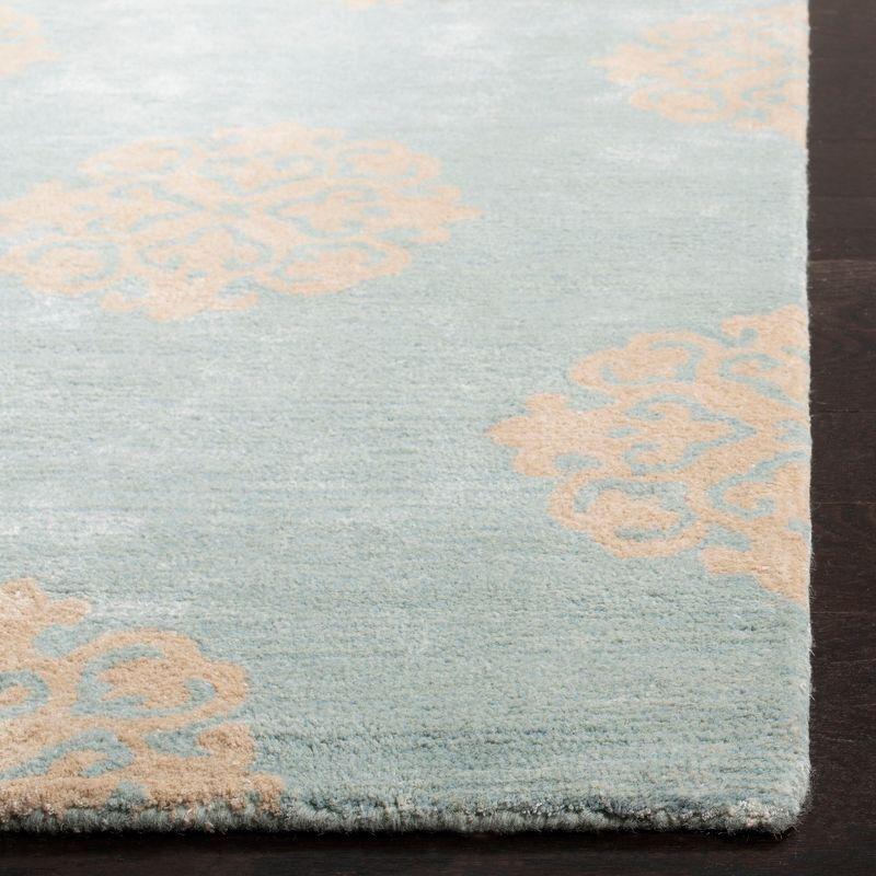 Turquoise Hand-Tufted Wool and Viscose Area Rug