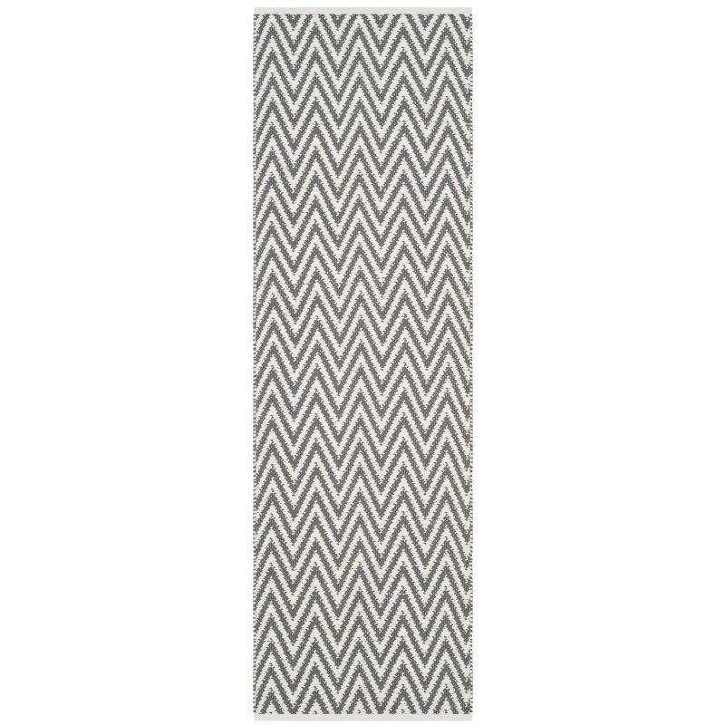 Coastal Charm Handwoven Cotton Runner Rug in Grey/Ivory - 2'3" x 7'