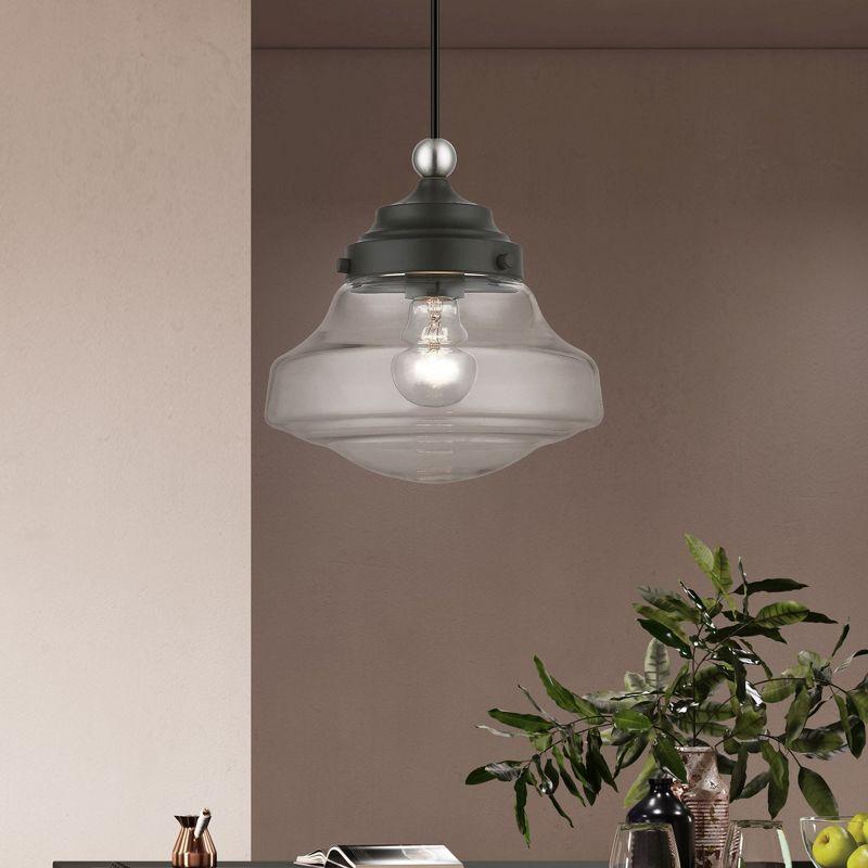 Livex Lighting Avondale 1 - Light Pendant in  Black/Brushed Nickel