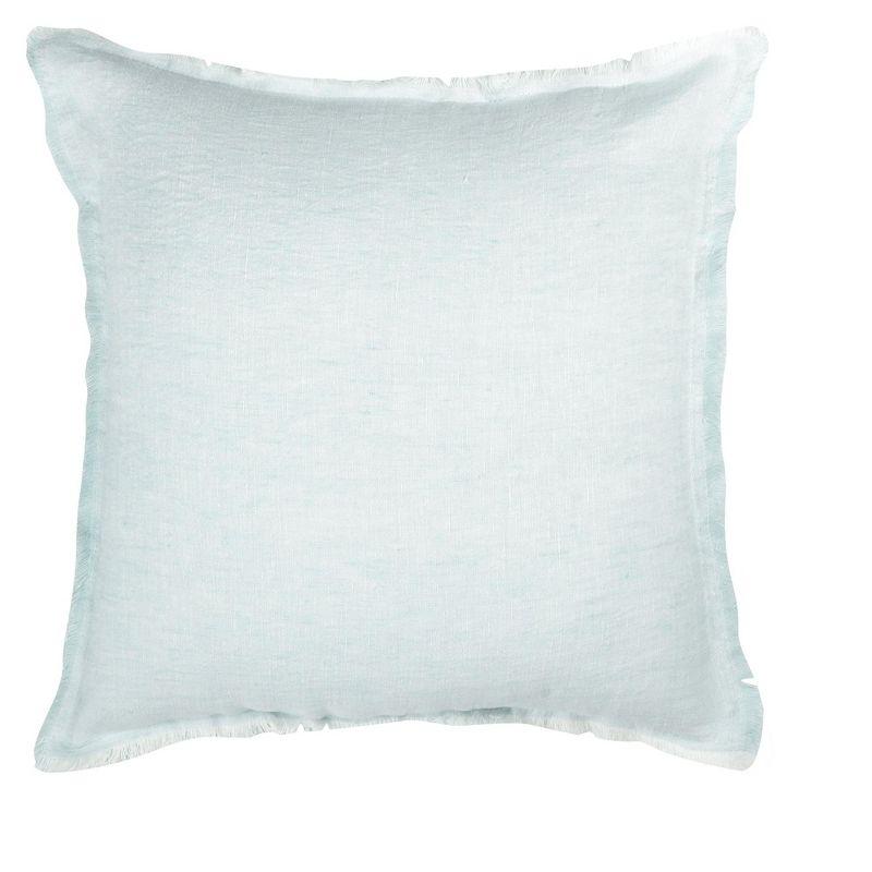 Light Aqua Fringe Soft Linen Pillow