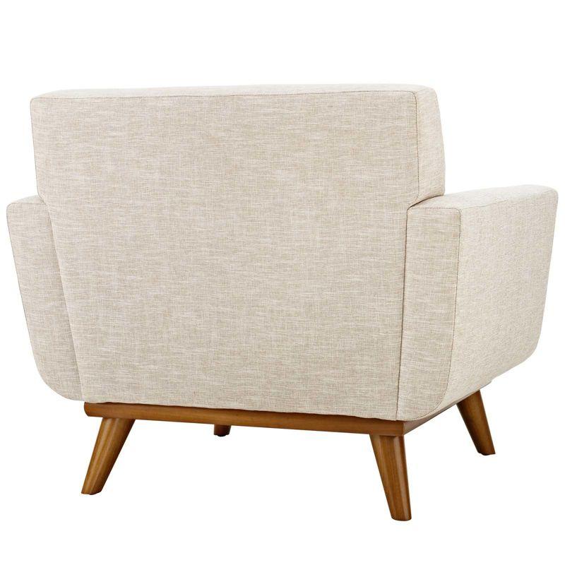 Cherry Wood Base Beige Upholstered Engage Armchair