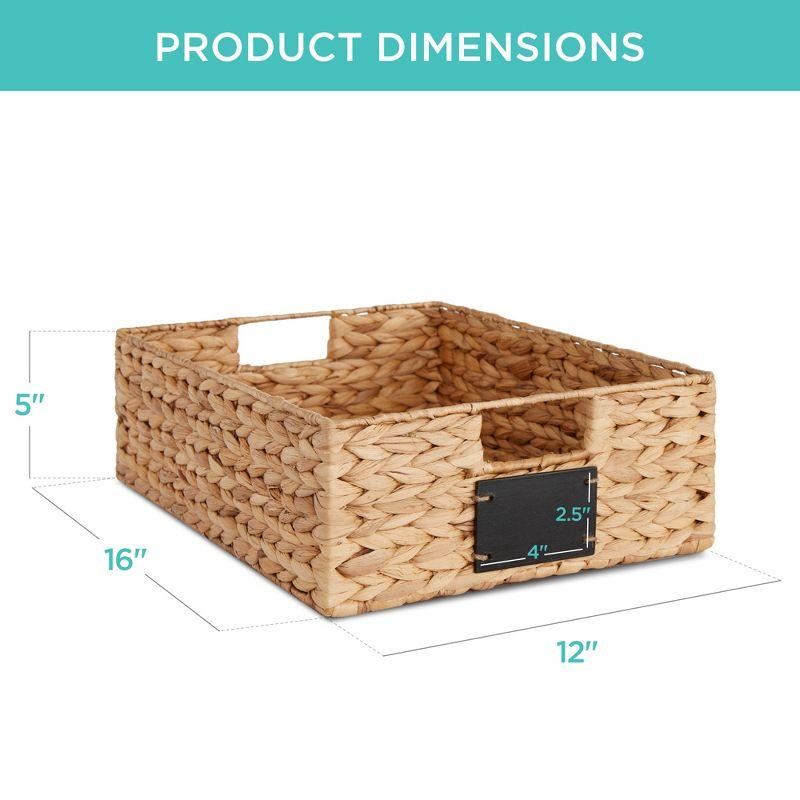 Natural Woven Water Hyacinth Storage Baskets with Chalkboard Labels