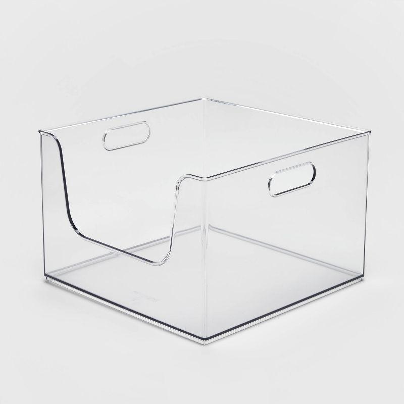 12" x 12" x 8" All Purpose Open Front Storage Bin - Brightroom™: Clear Acrylic Organizer, Stackable PETG Plastic
