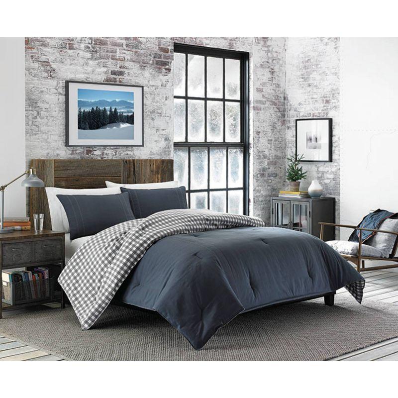 King Gray Cotton Reversible Comforter Set