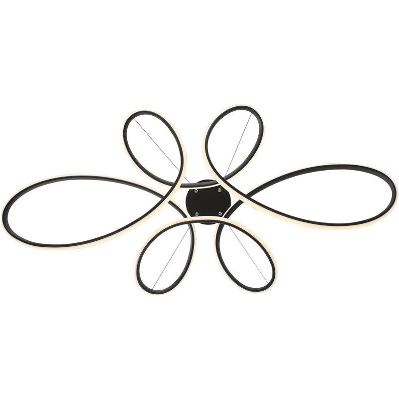 Possini Euro Design Helix Sand Black Multi-Ring Ceiling Pendant Light 39 1/2" Wide Ultra Modern Minimalist Spiral Dimmable LED Strip Steel Dining Room