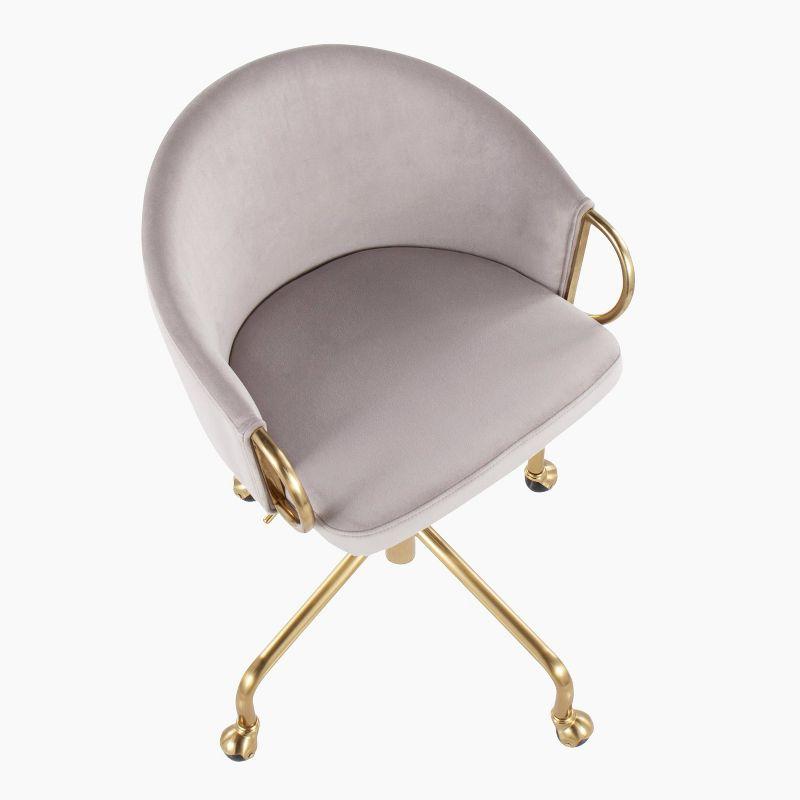 Claire Velvet/Metal/Plywood Task Chair Gold/Silver - LumiSource: Swivel Desk Chair with Casters, Adjustable Height
