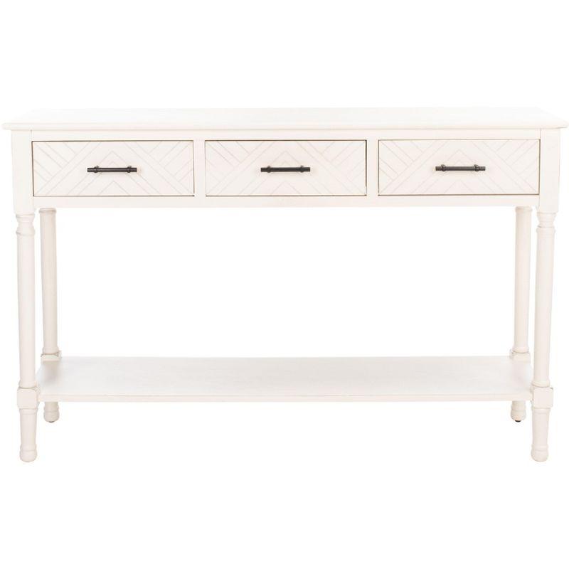 Peyton 3 Drawer Console Table - Distressed White - Safavieh